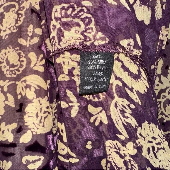 For Love & Lemons Double Slit Sleeveless Maxi Dress Purple Velvet Silk Floral S - Picture 8 of 9